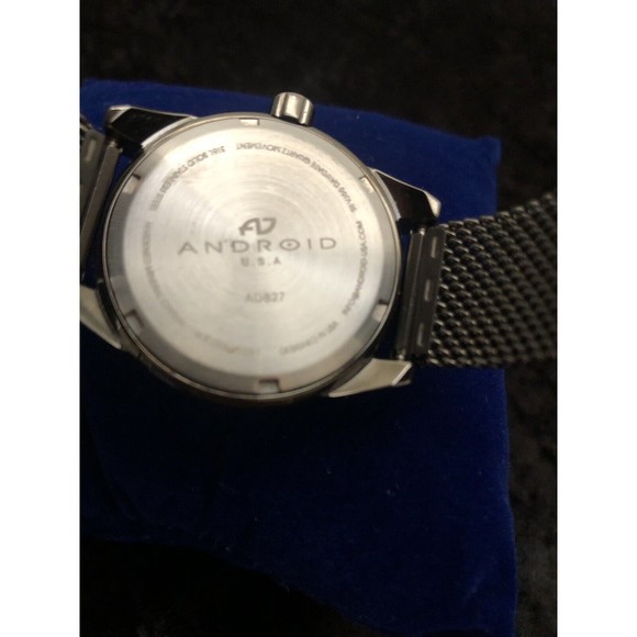 Android Men's 48mm Dark Silver Tone Black MOP Dial Watch Automatic SII VJ55 - Picture 7 of 14